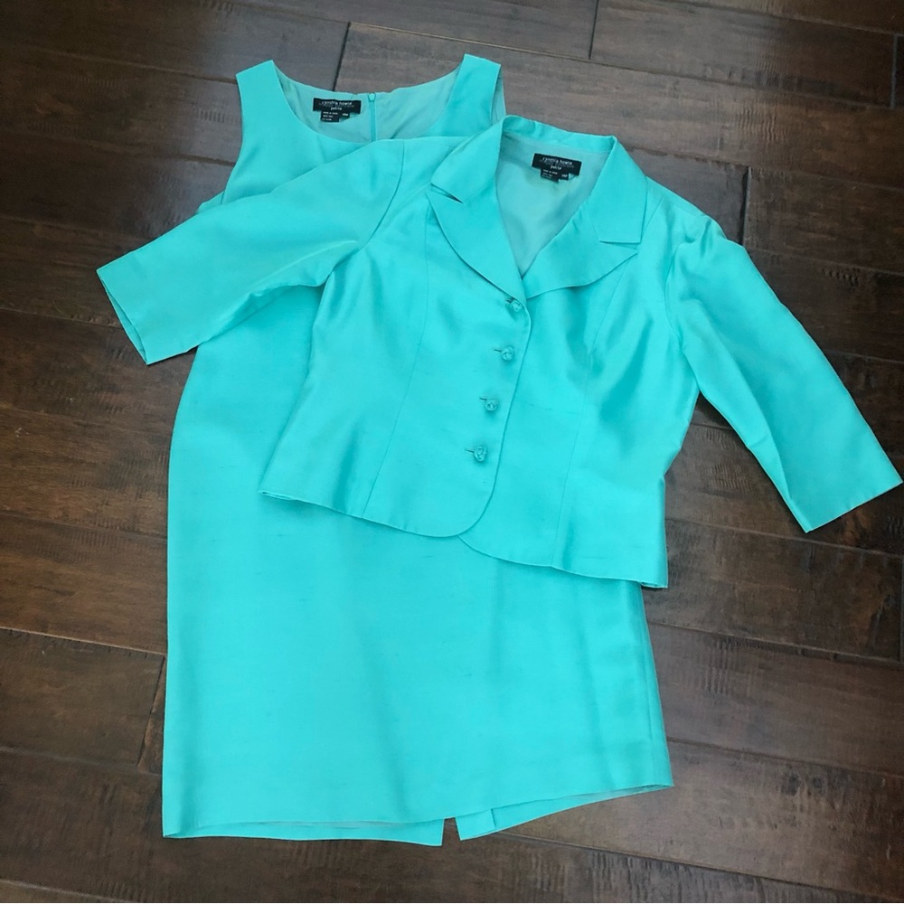 Cynthia Howie Maggy Boutique Blue-Green Sleeveless Sheath Dress 👗 With Jacket